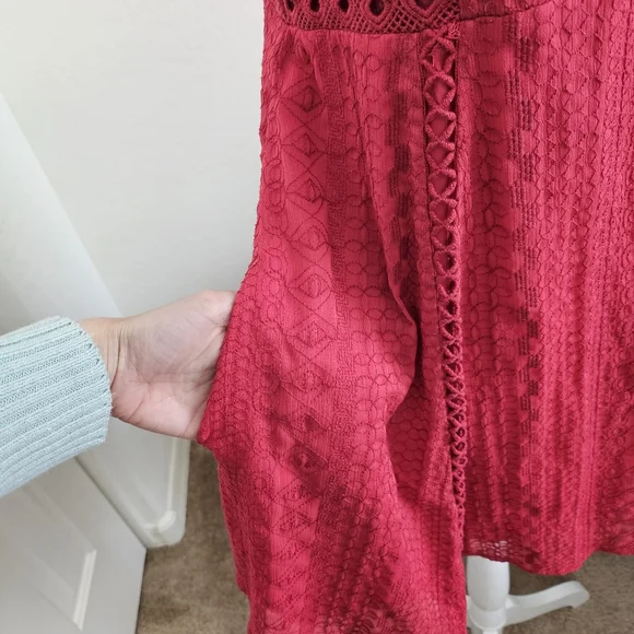 🆕️Free People Wherever You Go Crocheted Mini Dress Rose Red SZ Small - Picture 6 of 14